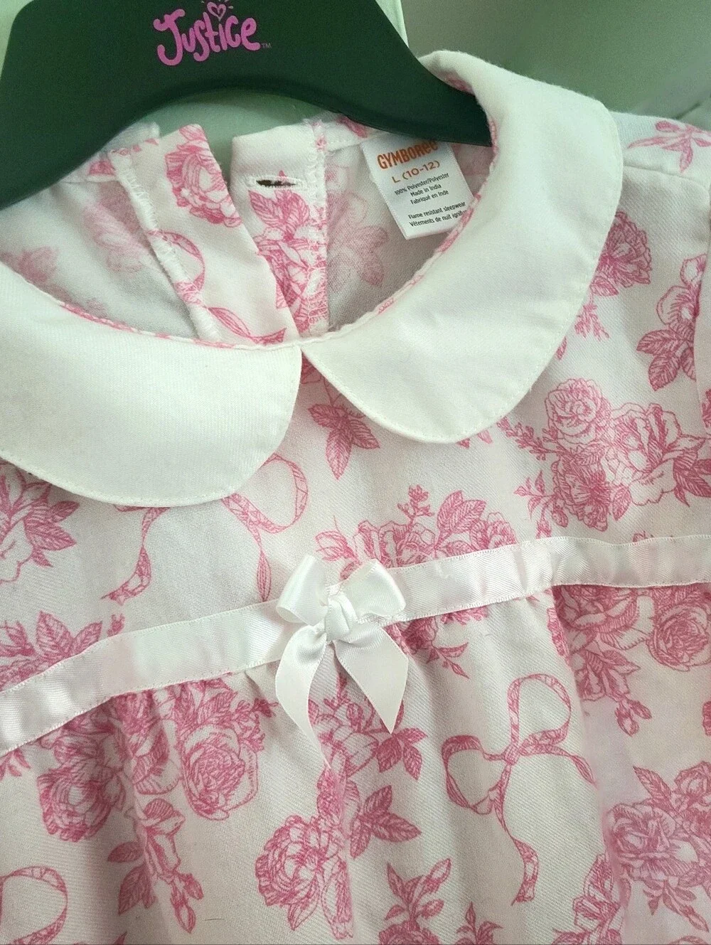 Gymboree Girls Pink Floral / LoveShackFancy-type Print Nightgown Size L (10-12)